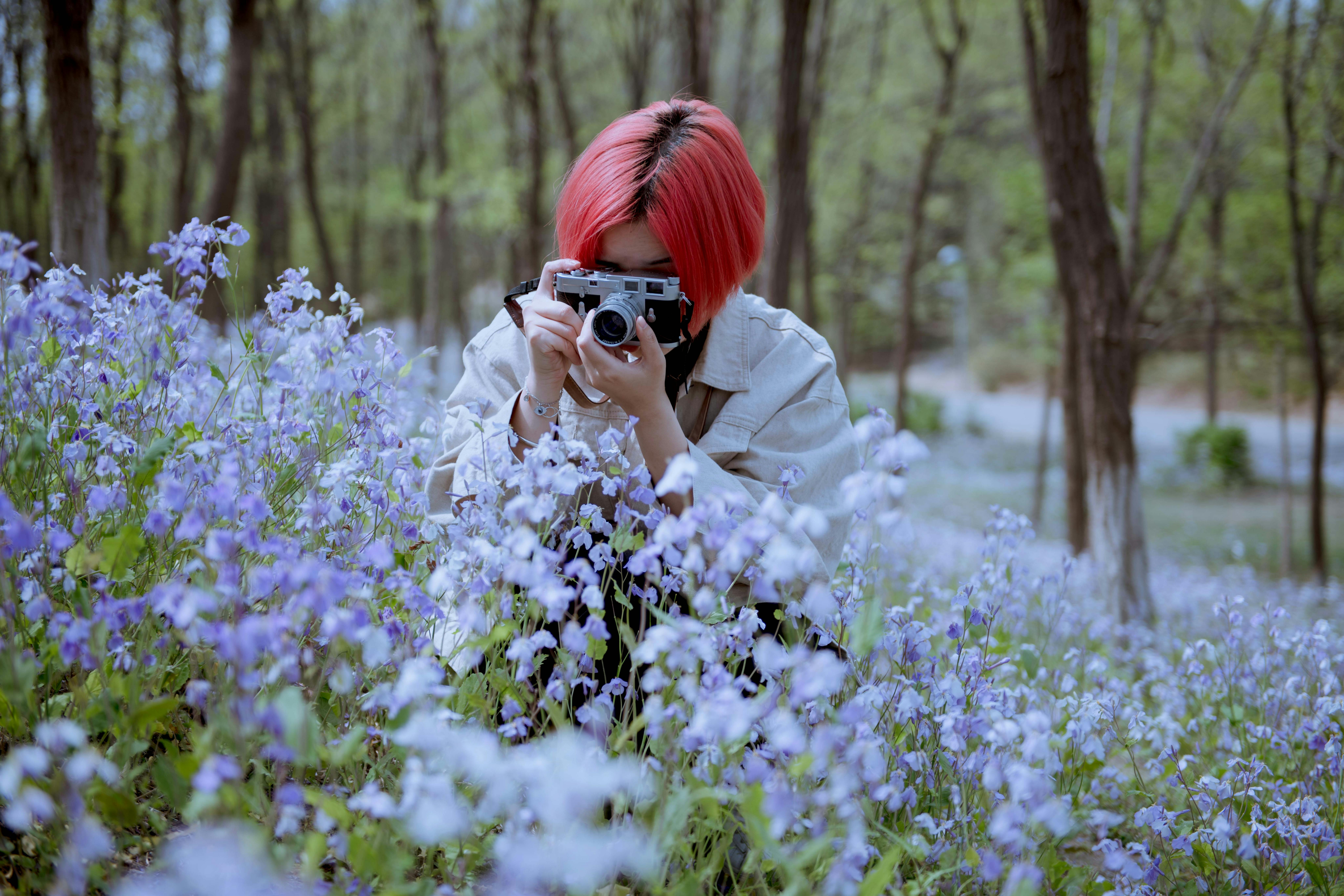 Woman in a field of flowers